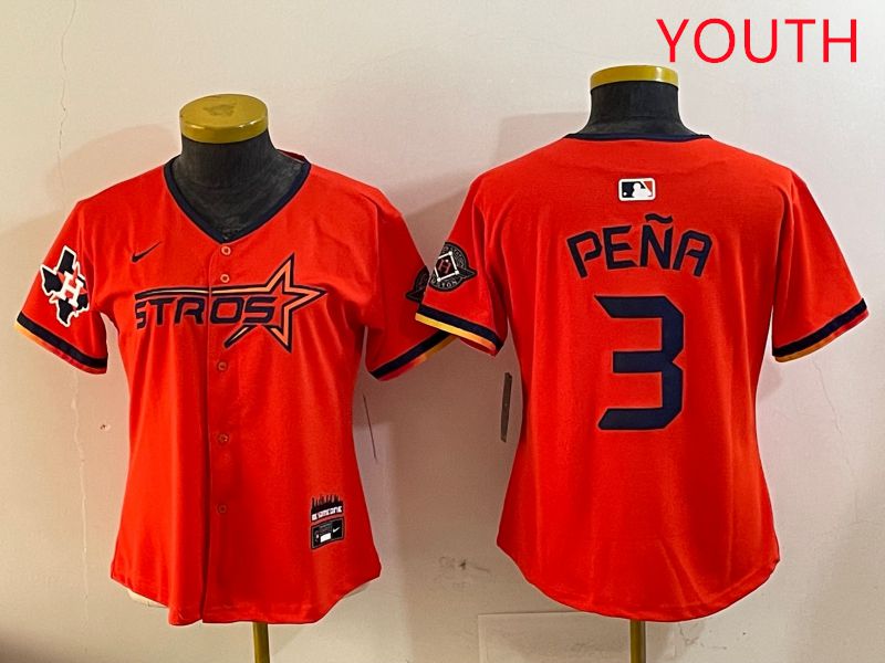 Youth Houston Astros Blank #3 Pena Three generations Joint Name 2025 Nike MLB Jersey style 4